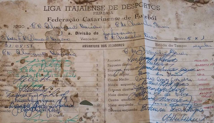 Súmula do Marcílio Dias 5 a 1 no Almirante Barroso em 1958