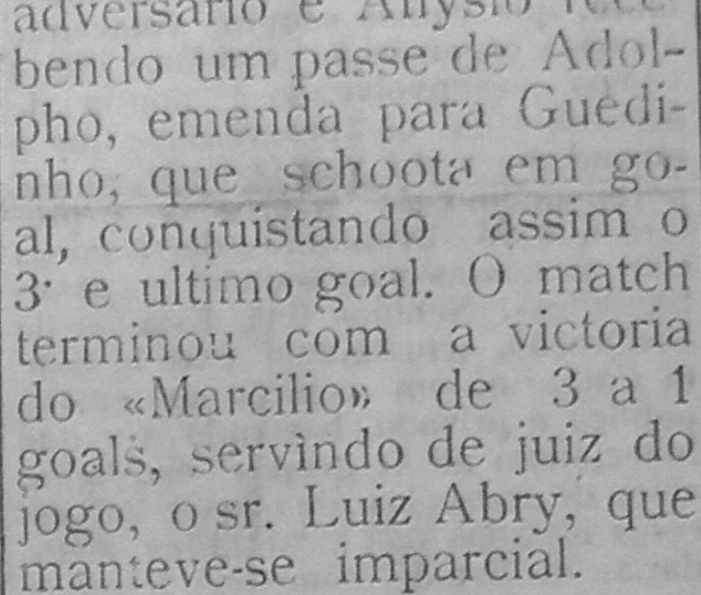 Primeira vitória do Marcílio Dias em 1919